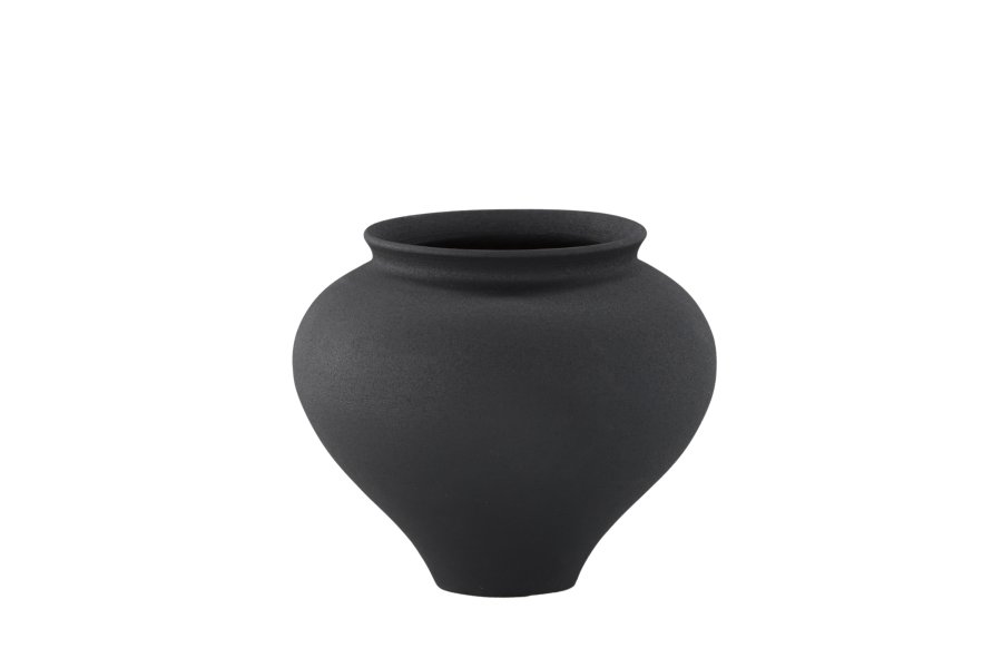 VENTURE DESIGN Rellis vase, rund - sort keramik (D11xH18xB18)