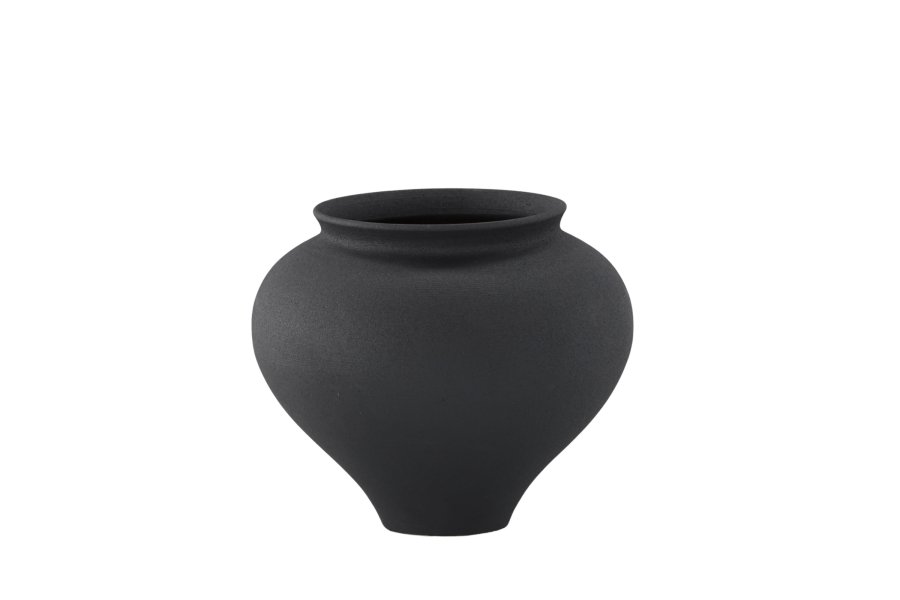 VENTURE DESIGN Rellis vase, rund - sort keramik (D11xH18xB18)