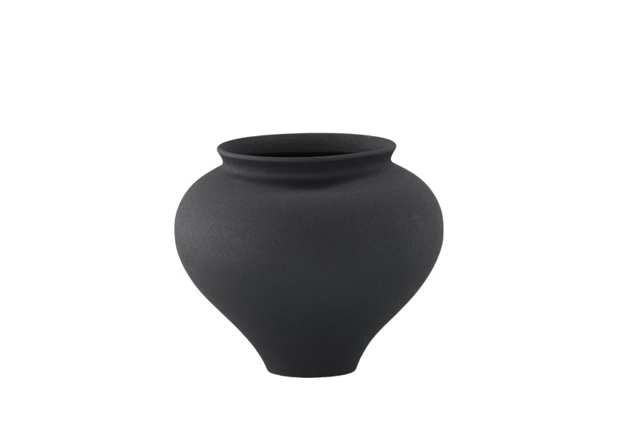 VENTURE DESIGN Rellis vase, rund - sort keramik (D11xH18xB18)