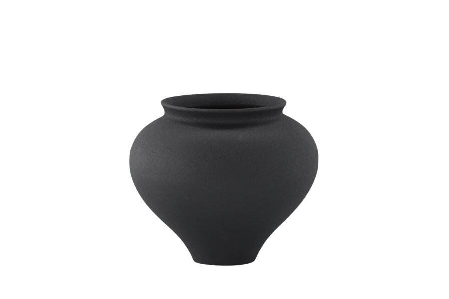 VENTURE DESIGN Rellis vase, rund - sort keramik (D11xH18xB18)