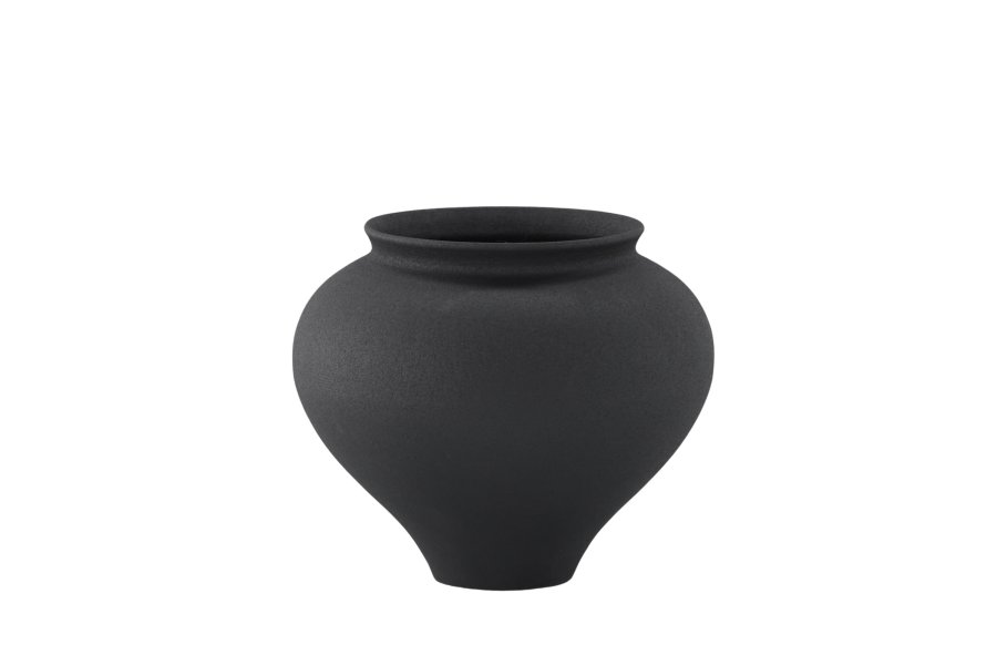 VENTURE DESIGN Rellis vase, rund - sort keramik (D11xH18xB18)