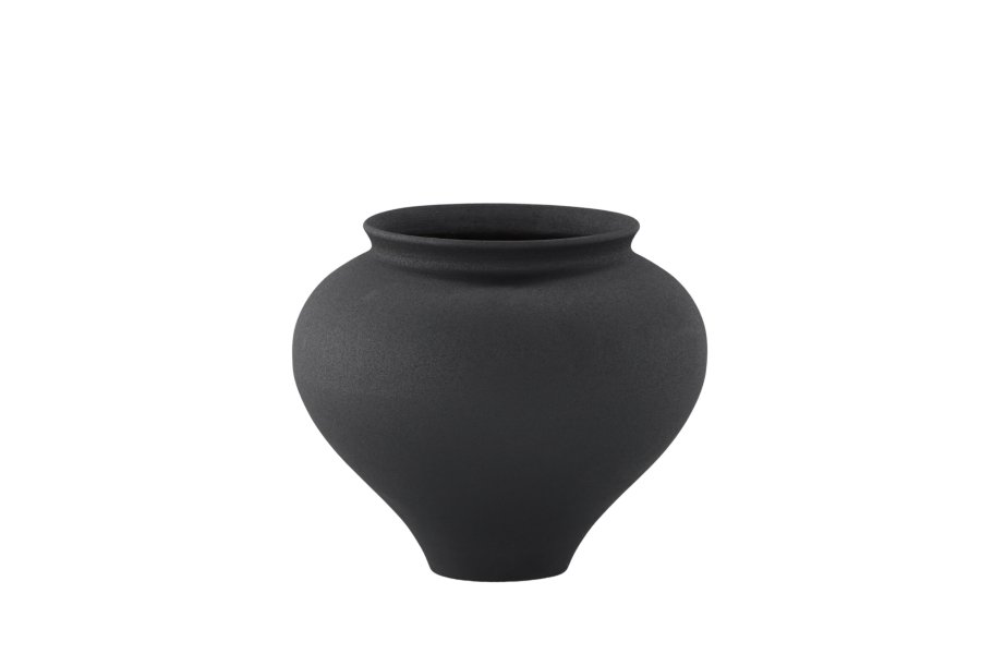 VENTURE DESIGN Rellis vase, rund - sort keramik (D11xH18xB18)