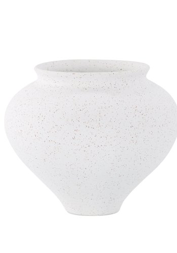 VENTURE DESIGN Rellis vase, rund - hvid/sorte prikker keramik (D11xH18xB18)