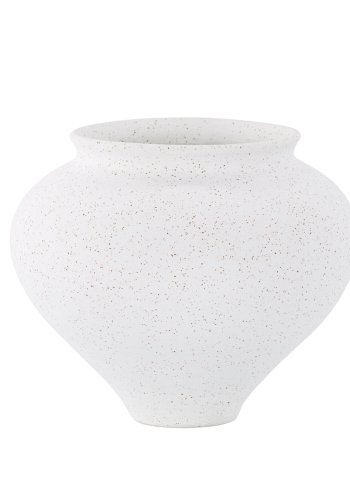 VENTURE DESIGN Rellis vase, rund - hvid/sorte prikker keramik (D11xH18xB18)