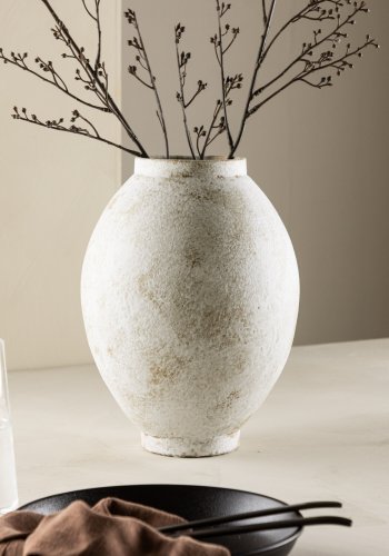 VENTURE DESIGN Globe vase, rund - beige/brun keramik (8x18x22H)