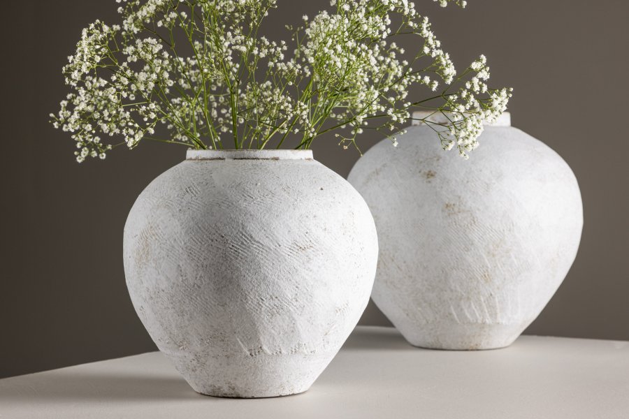 VENTURE DESIGN Globe vase, rund - beige/brun keramik (14x25x23H)