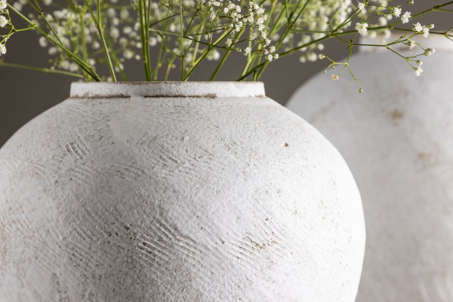 VENTURE DESIGN Globe vase, rund - beige/brun keramik (14x25x23H)