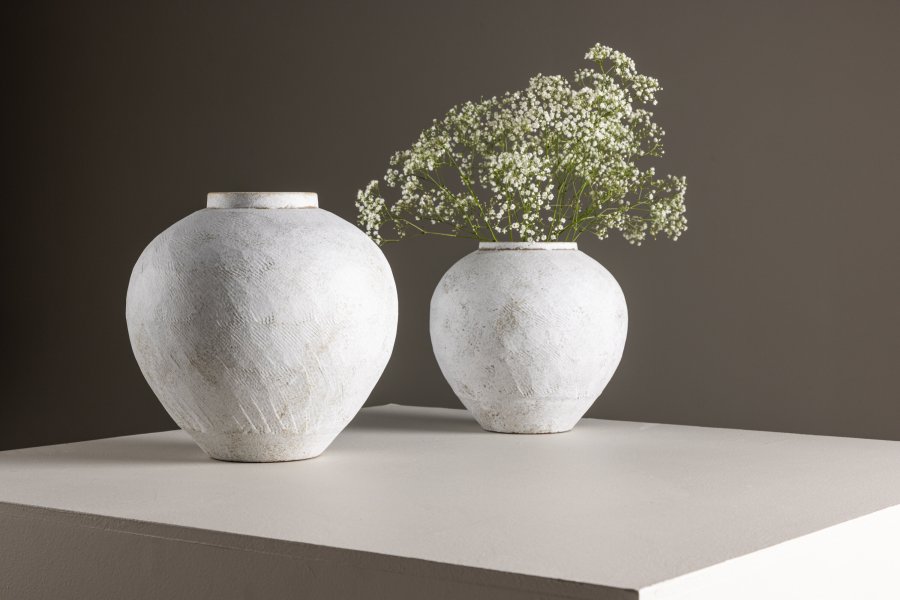 VENTURE DESIGN Globe vase, rund - beige/brun keramik (13x28x29H)