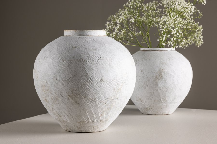 VENTURE DESIGN Globe vase, rund - beige/brun keramik (13x28x29H)