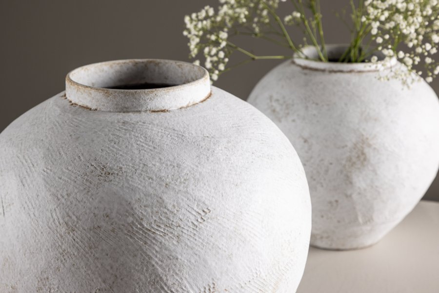 VENTURE DESIGN Globe vase, rund - beige/brun keramik (13x28x29H)