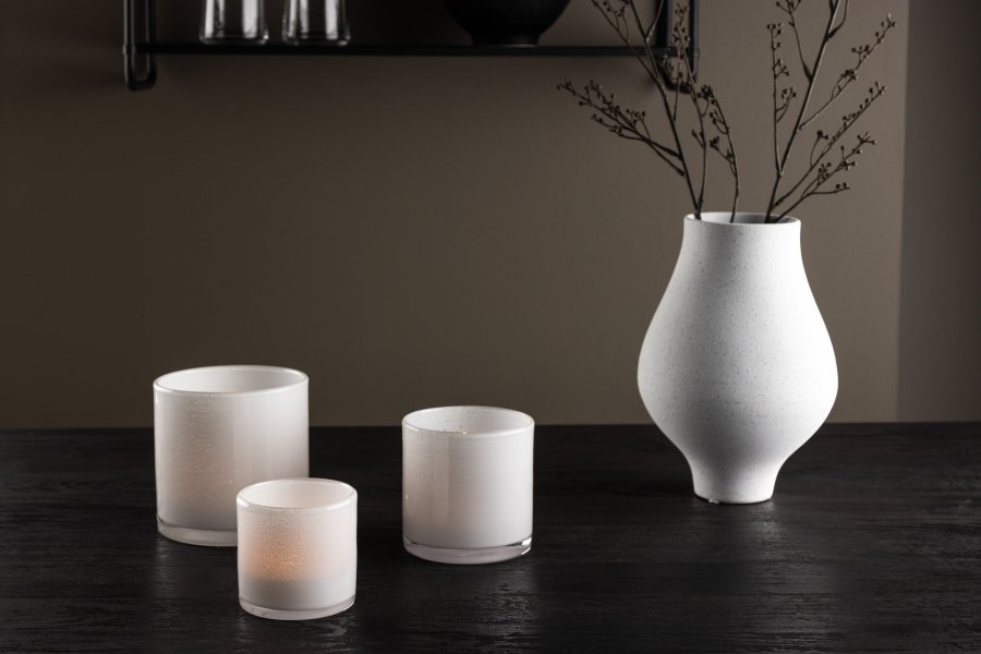 VENTURE DESIGN Glora lysestage, rund - hvid glas (8x8H)