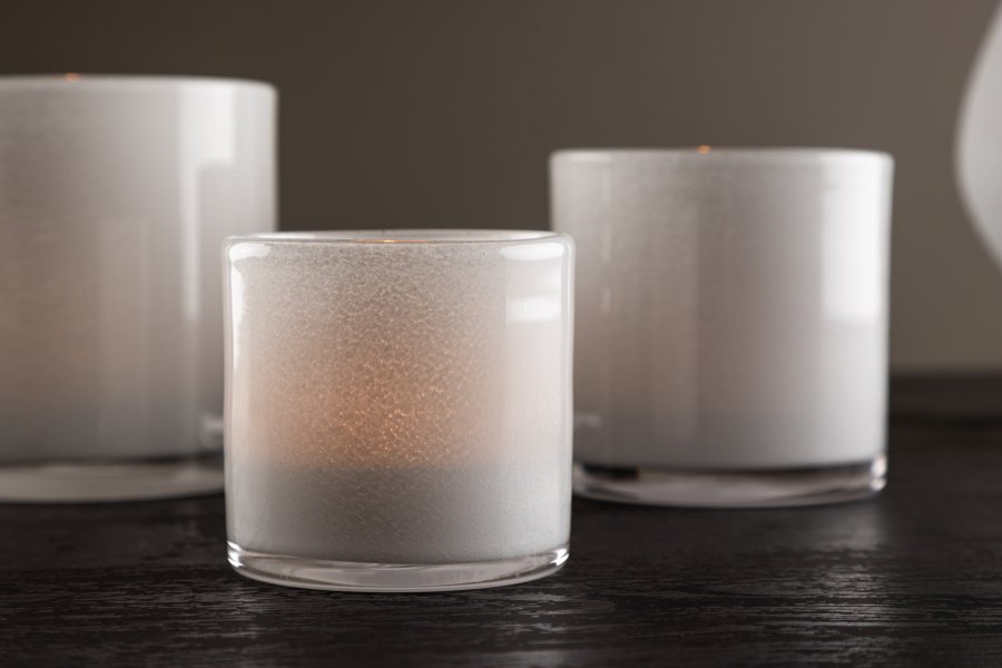 VENTURE DESIGN Glora lysestage, rund - hvid glas (8x8H)