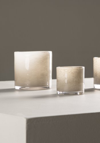 VENTURE DESIGN Glora lysestage, rund - beige glas (8x8H)