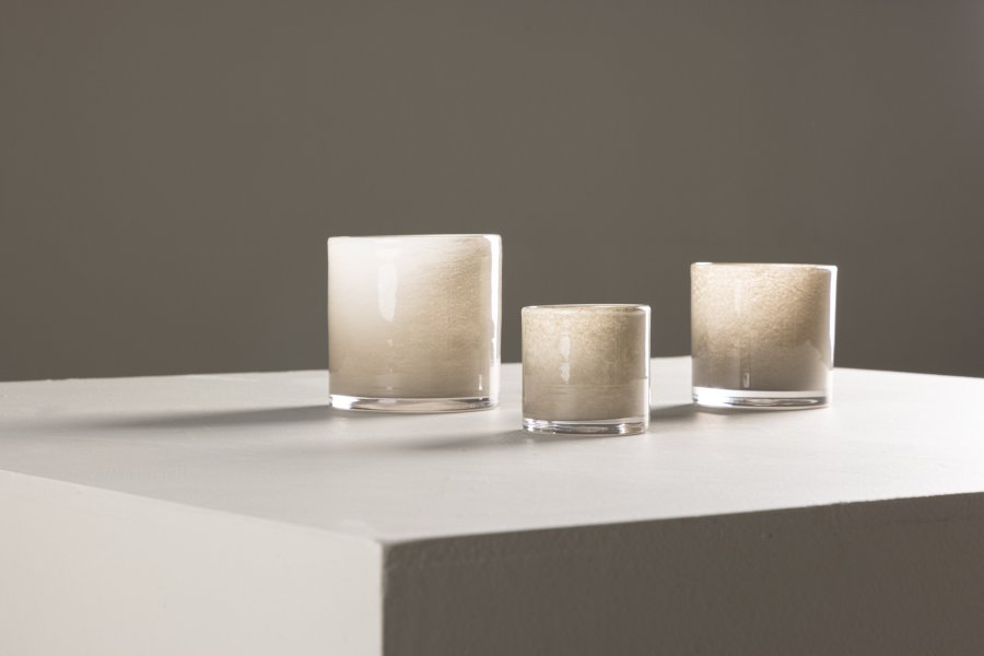 VENTURE DESIGN Glora lysestage, rund - beige glas (8x8H)