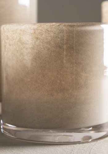 VENTURE DESIGN Glora lysestage, rund - beige glas (8x8H)