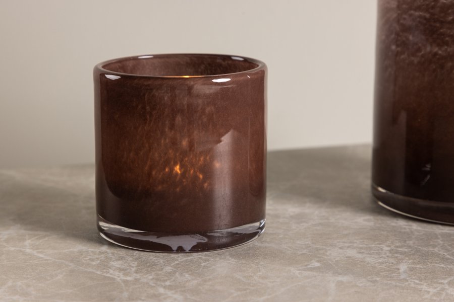 VENTURE DESIGN Glora lysestage, rund - brun glas (8x8H)