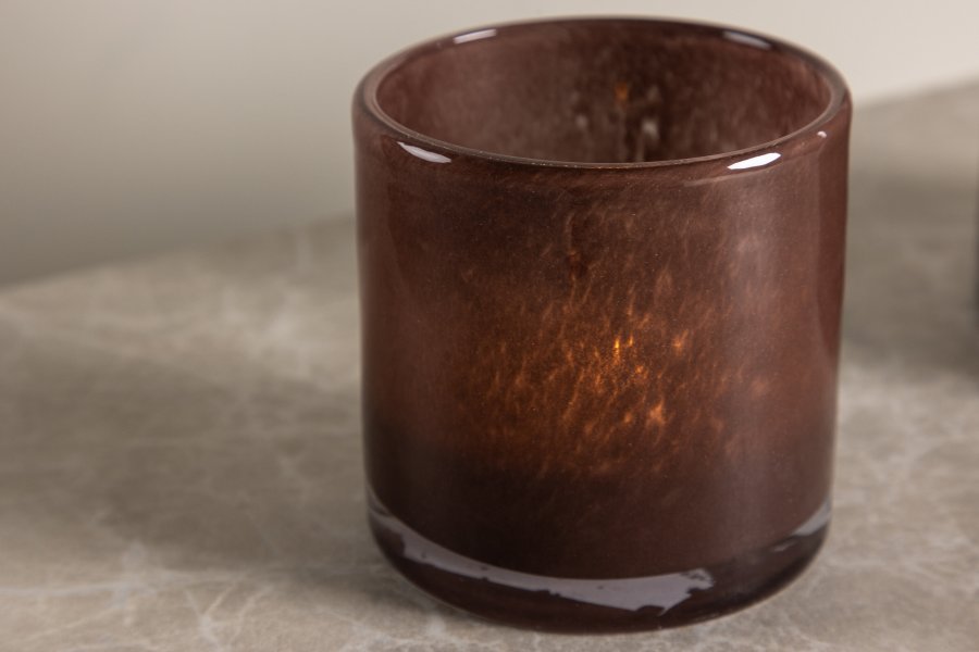 VENTURE DESIGN Glora lysestage, rund - brun glas (8x8H)