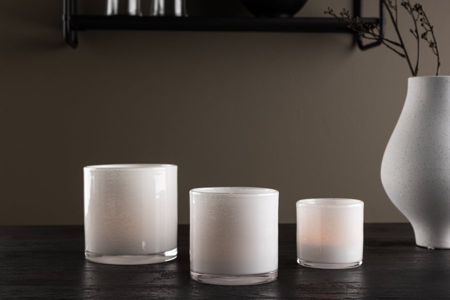 VENTURE DESIGN Glora lysestage, rund - hvid glas (10x10H)