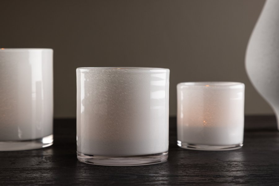 VENTURE DESIGN Glora lysestage, rund - hvid glas (10x10H)