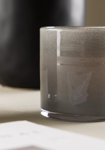 VENTURE DESIGN Glora lysestage, rund - lysegr glas (10x10H)