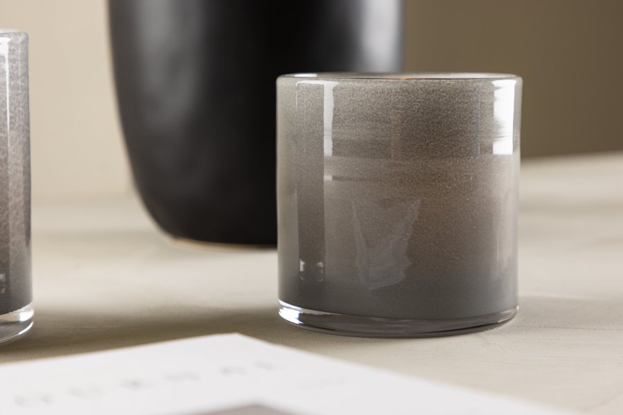 VENTURE DESIGN Glora lysestage, rund - lysegr glas (10x10H)