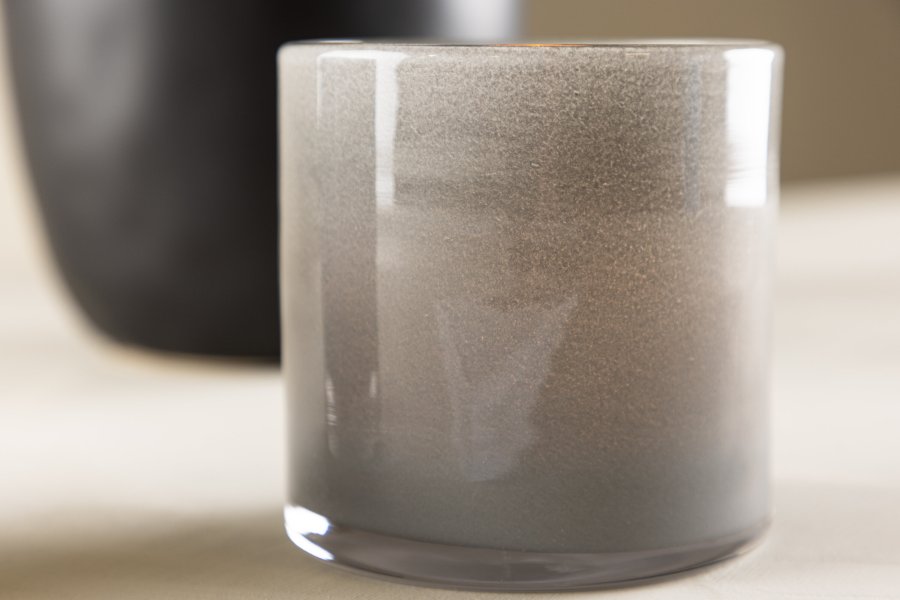 VENTURE DESIGN Glora lysestage, rund - lysegr glas (10x10H)