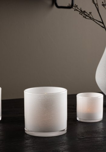 VENTURE DESIGN Glora lysestage, rund - hvid glas (12x12H)