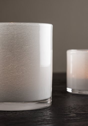 VENTURE DESIGN Glora lysestage, rund - hvid glas (12x12H)