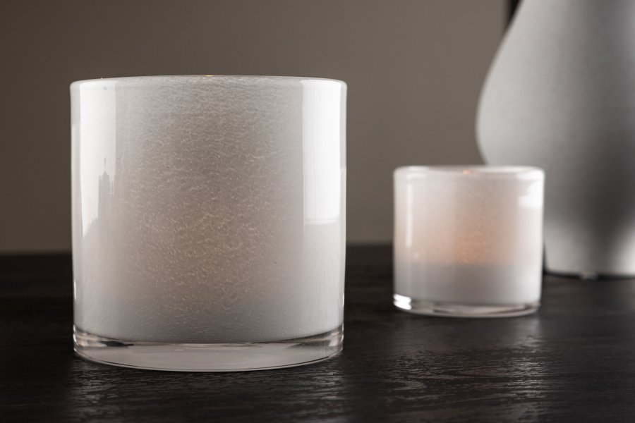 VENTURE DESIGN Glora lysestage, rund - hvid glas (12x12H)