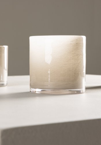 VENTURE DESIGN Glora lysestage, rund - beige glas (12x12H)