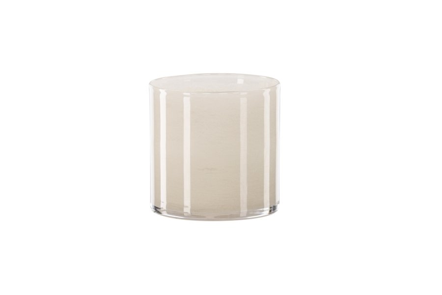 VENTURE DESIGN Glora lysestage, rund - beige glas (12x12H)