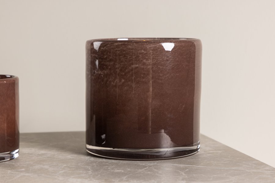 VENTURE DESIGN Glora lysestage, rund - brun glas (12x12H)