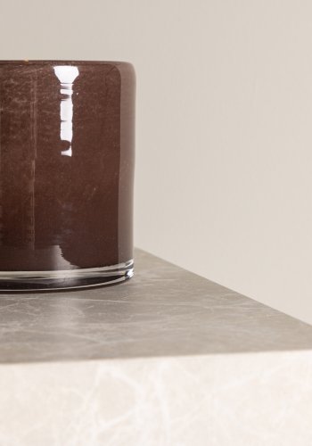 VENTURE DESIGN Glora lysestage, rund - brun glas (12x12H)