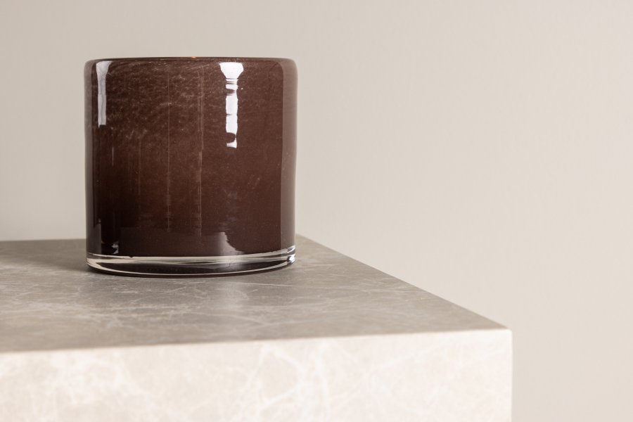 VENTURE DESIGN Glora lysestage, rund - brun glas (12x12H)