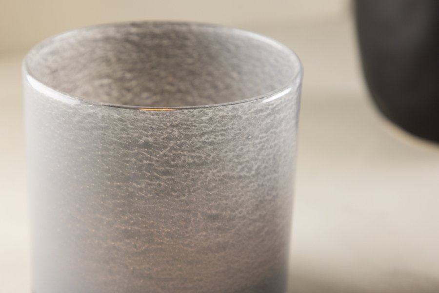 VENTURE DESIGN Glora lysestage, rund - lysegr glas (12x12H)