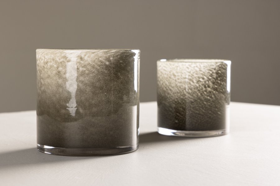 VENTURE DESIGN Glora lysestage, rund - lysegrn glas (12x12H)