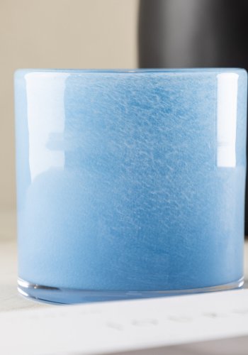 VENTURE DESIGN Glora lysestage, rund - lysebl glas (12x12H)