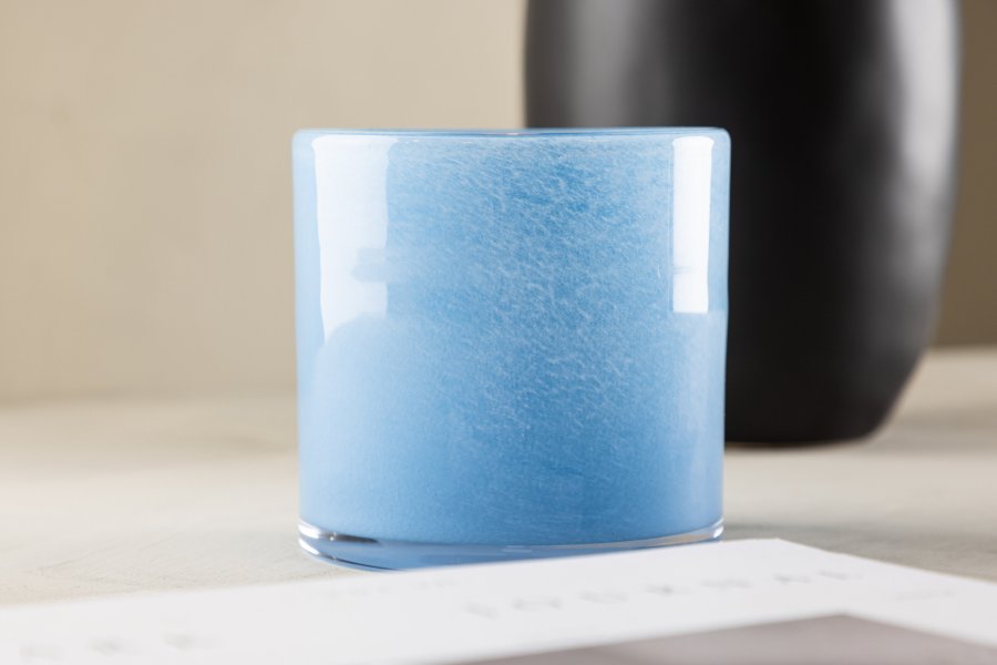 VENTURE DESIGN Glora lysestage, rund - lysebl glas (12x12H)