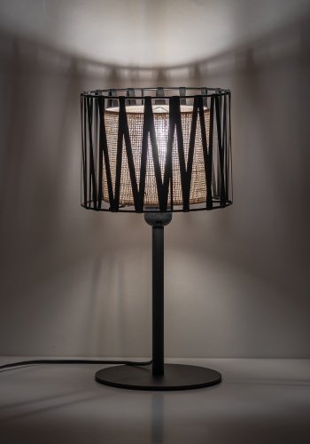 TK Harmony bordlampe - natur jute og sort metal