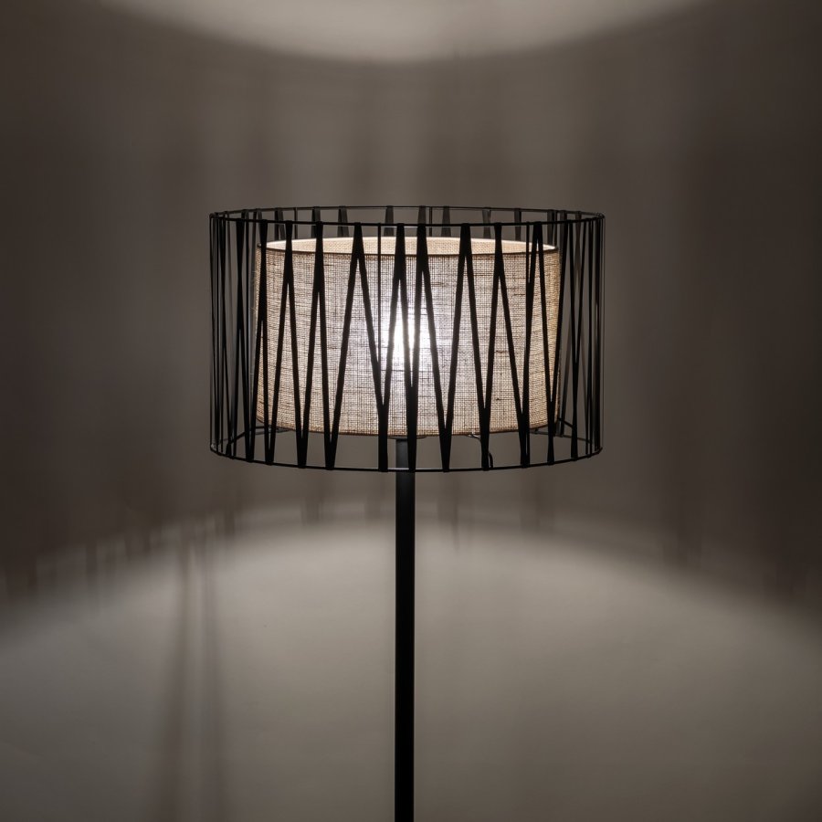 TK Harmony gulvlampe - natur jute og sort metal