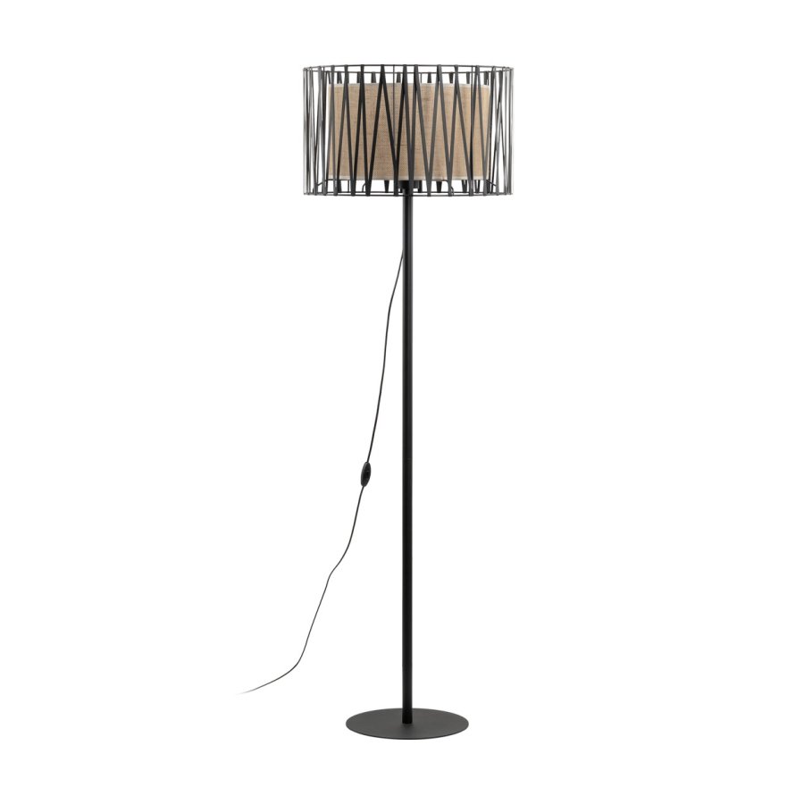 TK Harmony gulvlampe - natur jute og sort metal