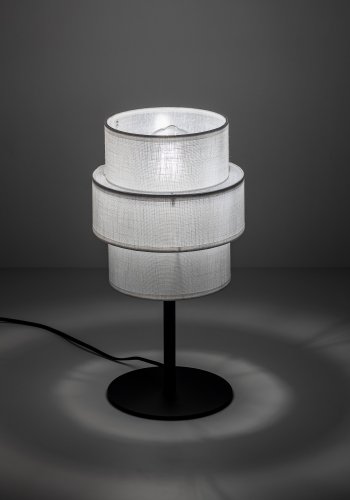 TK Calisto bordlampe - hvid stof og sort metal