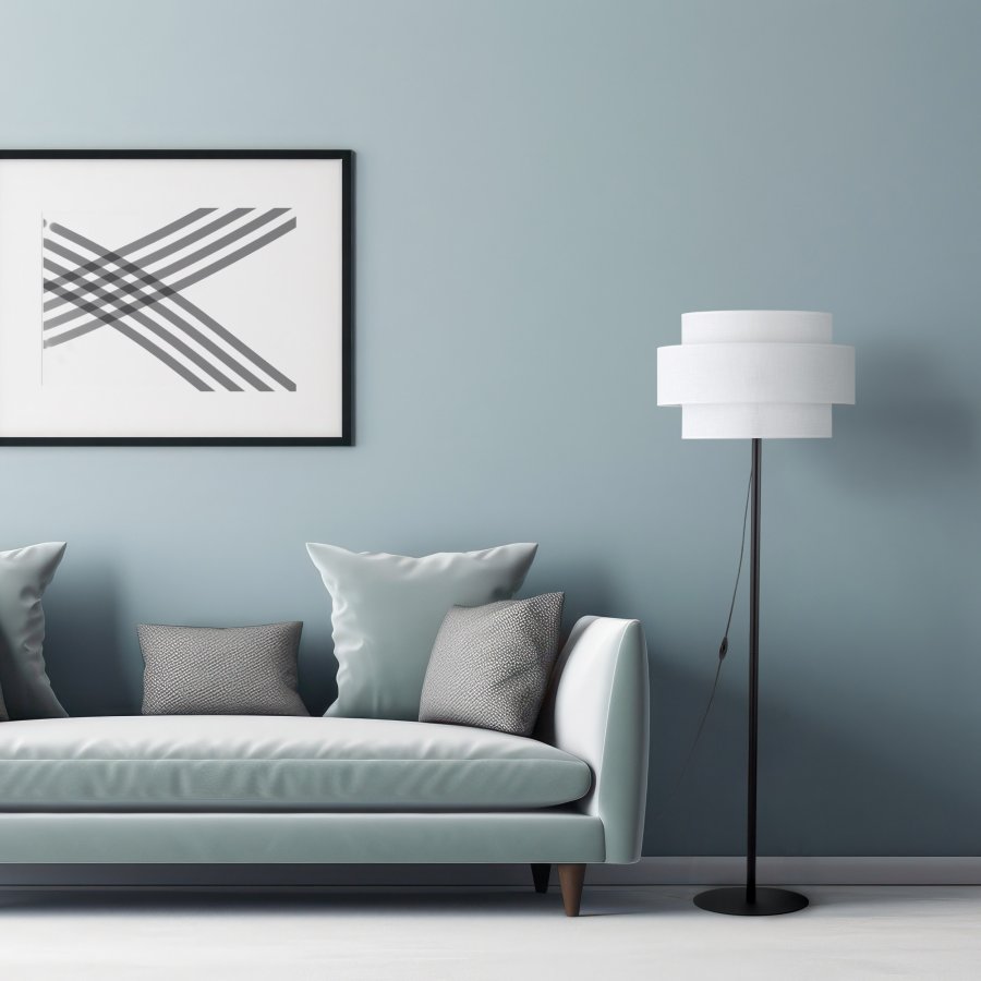 TK Calisto gulvlampe - hvid stof og sort metal