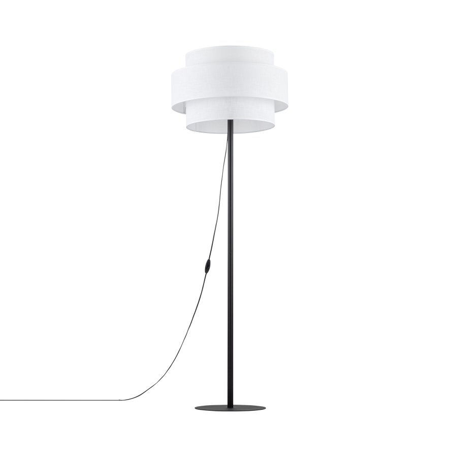 TK Calisto gulvlampe - hvid stof og sort metal