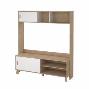 TVILUM Ikast TV-vg med 2 skydedre, Jackson Hickory/Hvid, 158,7 x 48,35 x 180,9 cm