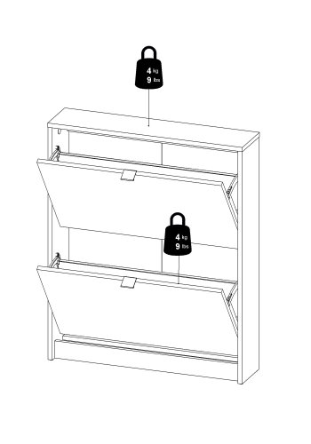 TVILUM Shoes skoskab - hvid tr, m. 2 klaplger 