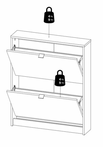 TVILUM Shoes skoskab, m. 2 klaplger med 1 rum - sort folie