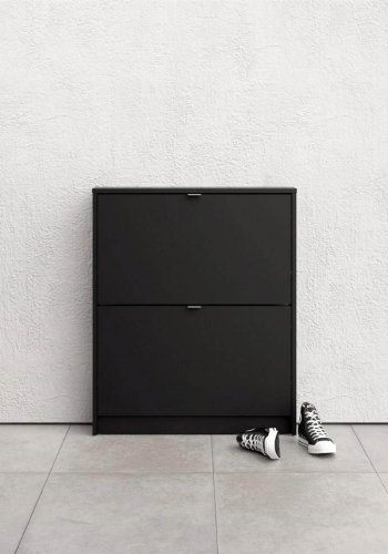 TVILUM Shoes skoskab, m. 2 klaplger med 1 rum - sort folie