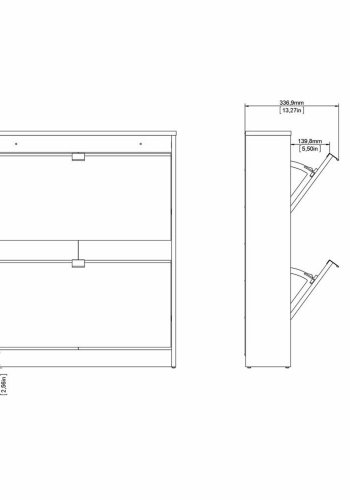 TVILUM Shoes skoskab, m. 2 klaplger med 1 rum - sort folie