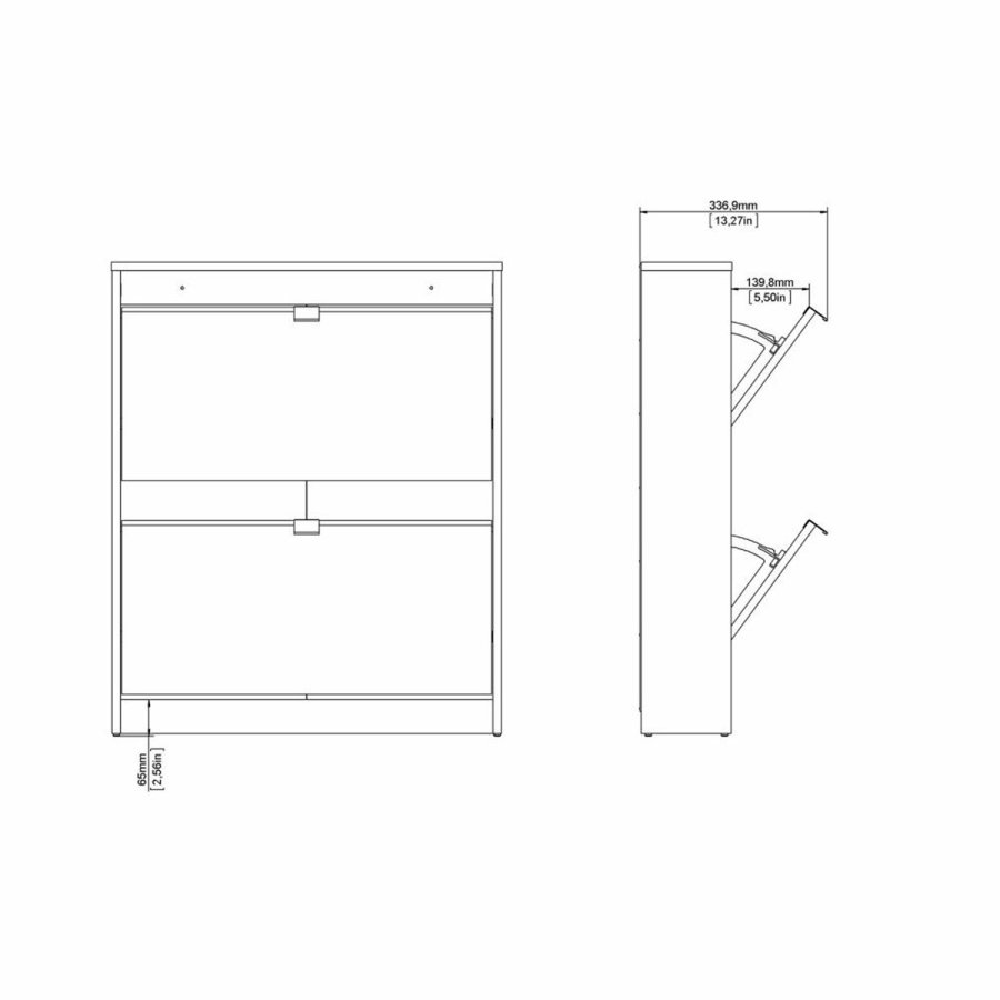 TVILUM Shoes skoskab, m. 2 klaplger med 1 rum - sort folie